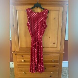 Kasper Red and White Polka Dot Midi Dress